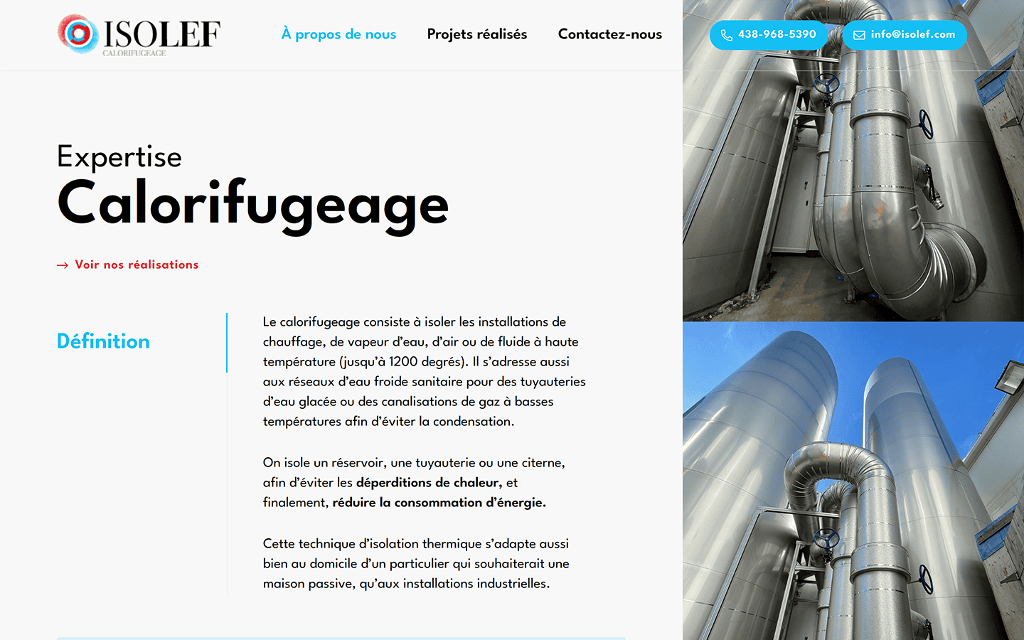 Conception de site Web pour Isolef