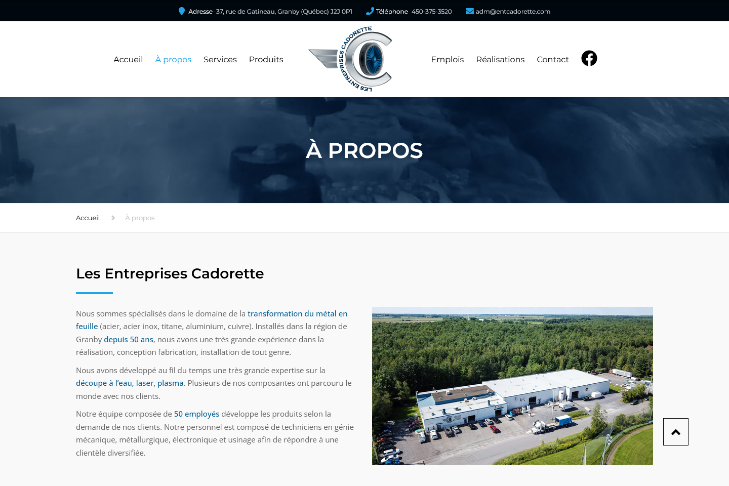 Site Web Les entreprises Cadorette