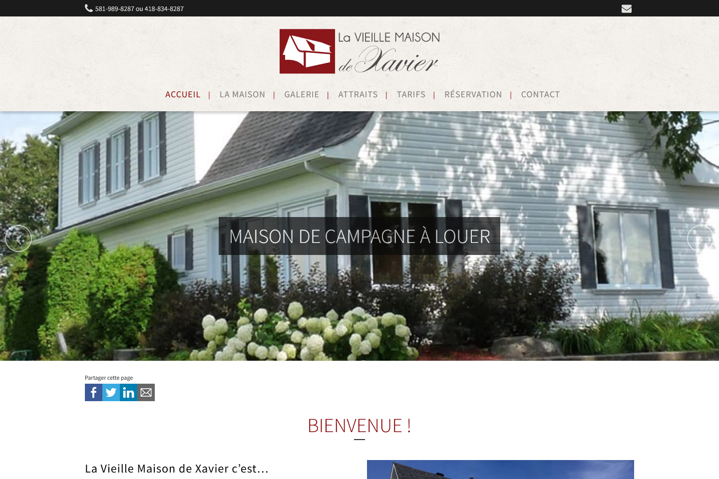 Site Web La Vieille Maison de Xavier