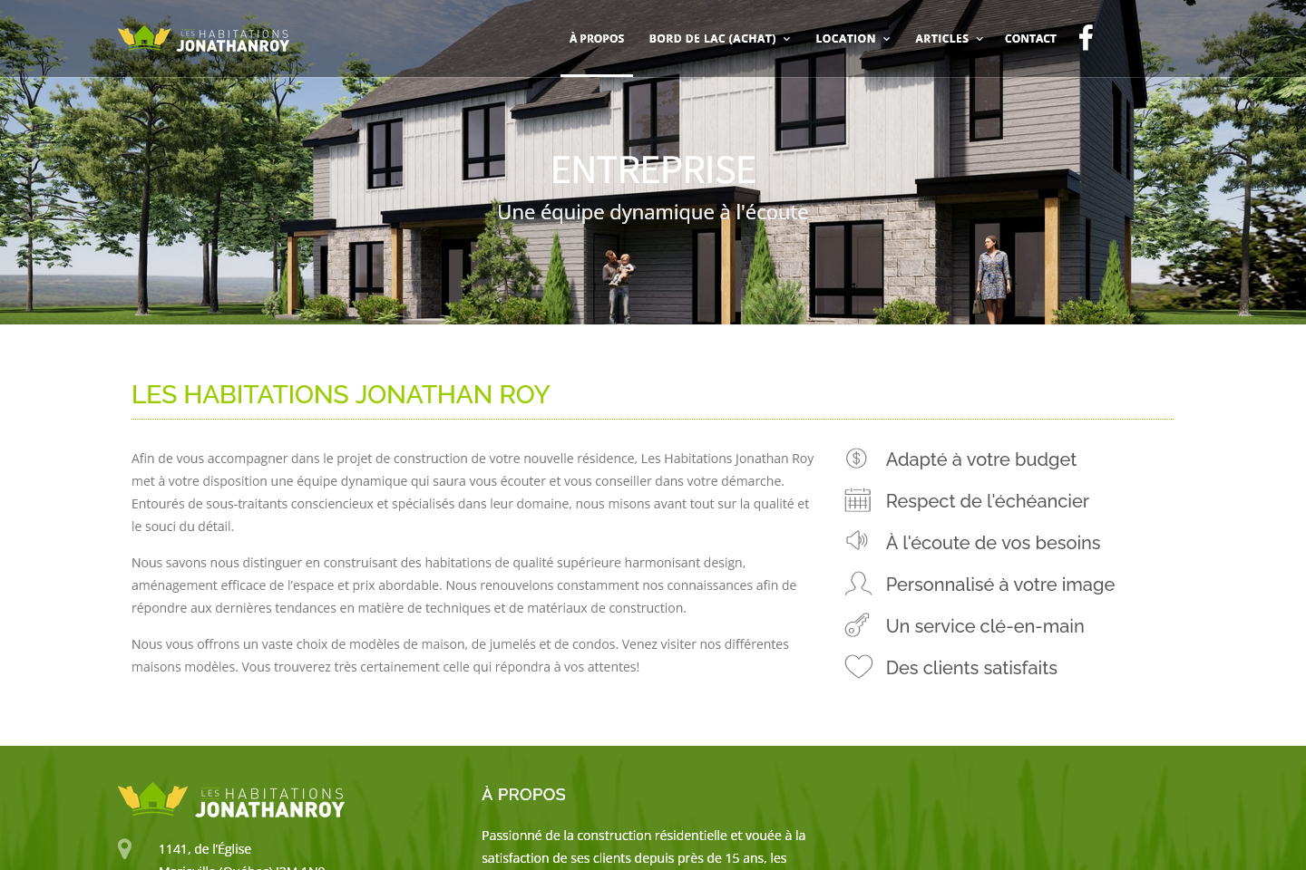 Site Web Les Habitations Jonathan Roy