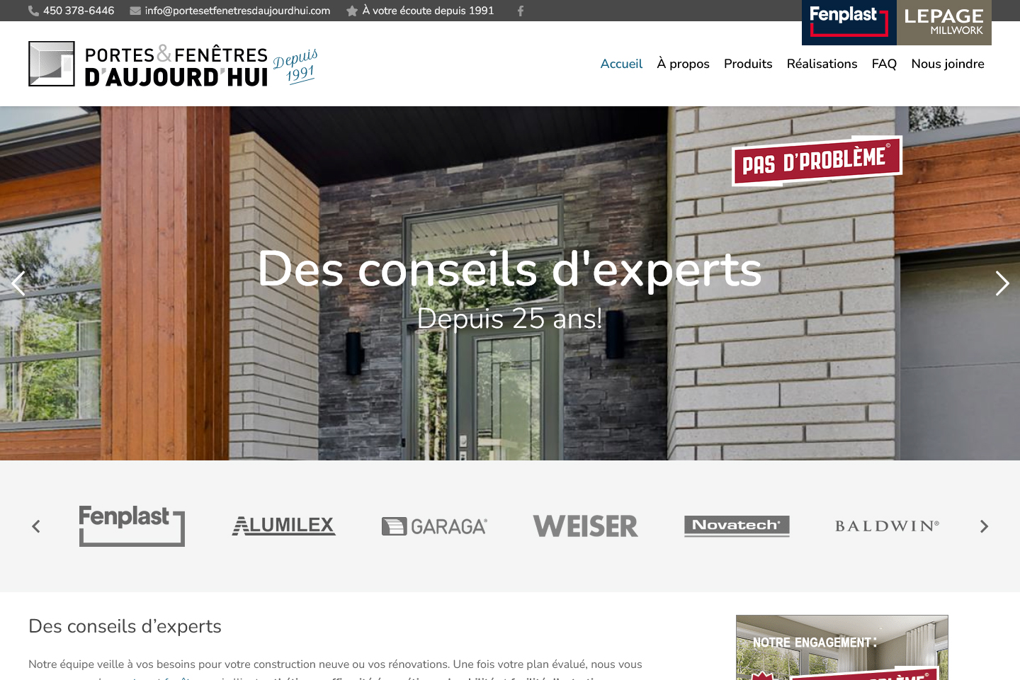 Site Web Portes et Fenêtres d'Aujourd'hui