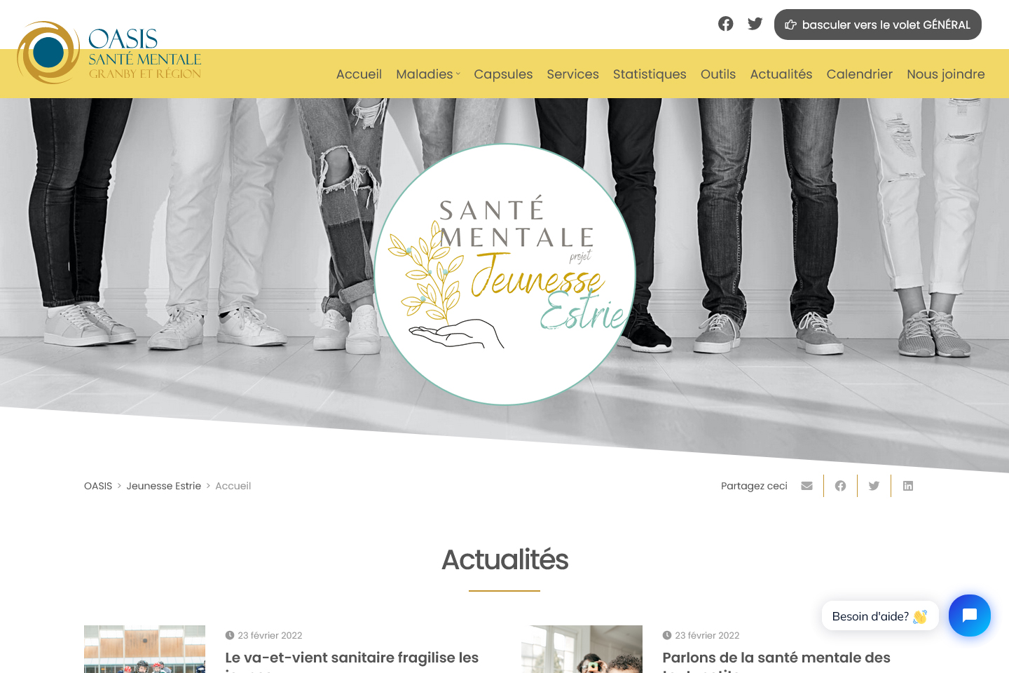 Site Web Santé Mentale Jeunesse Estrie