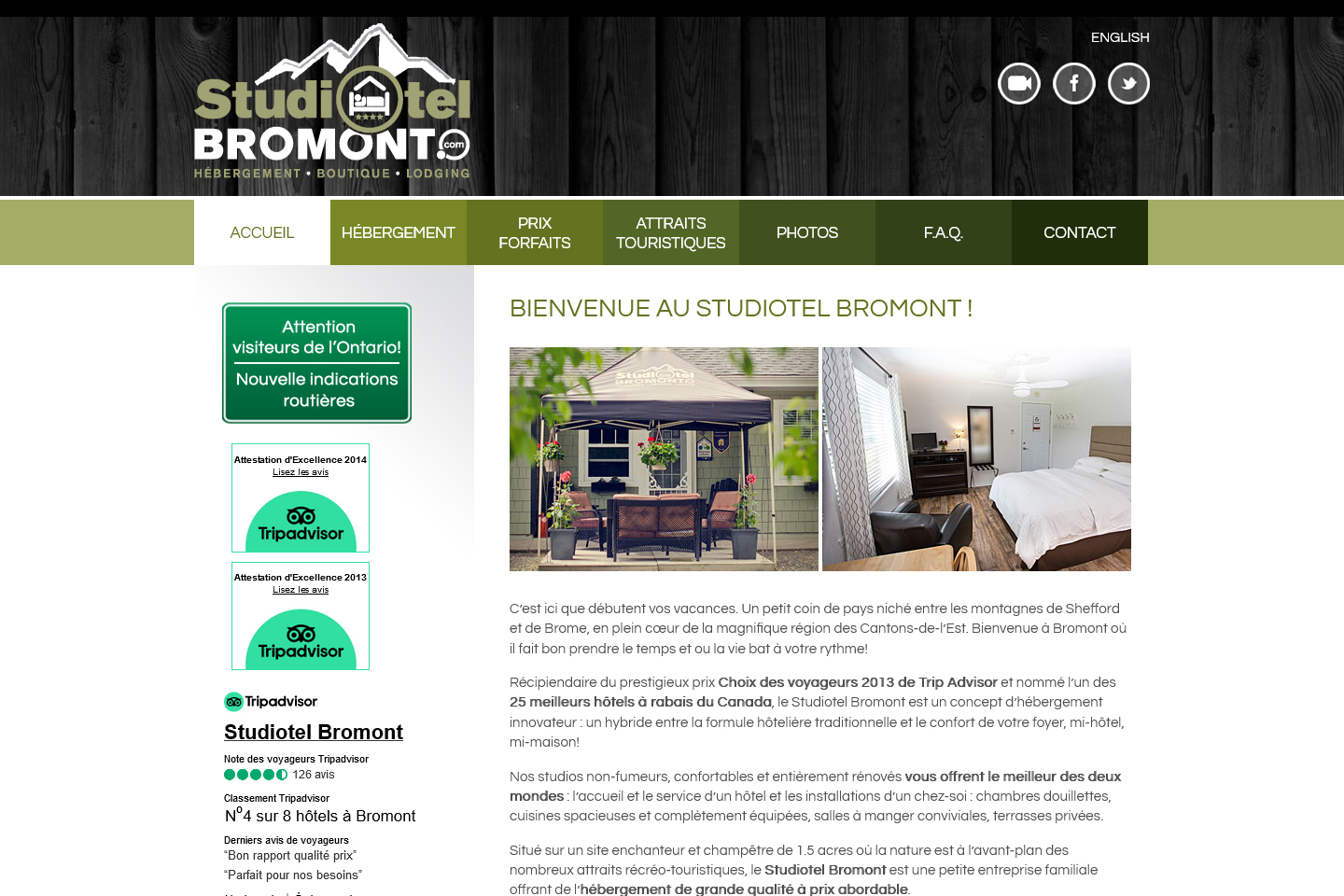 Site Web Studiotel Bromont